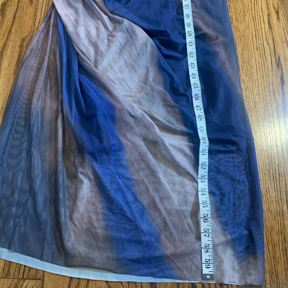 Long Sleeve Ombre Mesh Ruched Maxi Dress bodycon - Picture 4 of 5